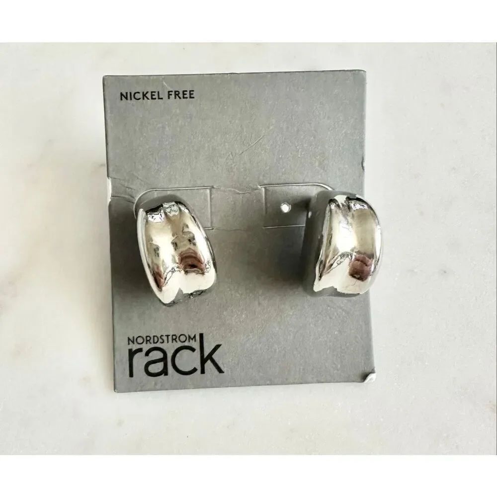 Nordstrom sleek silver color stud earrings